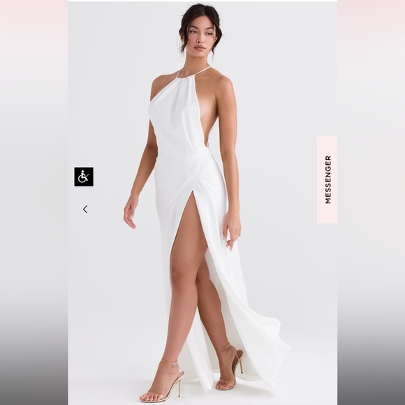 House of CB Zanab Thigh High Slit Open Back Satin Maxi Dress Ivory Cream 🤍 - Picture 7 of 16